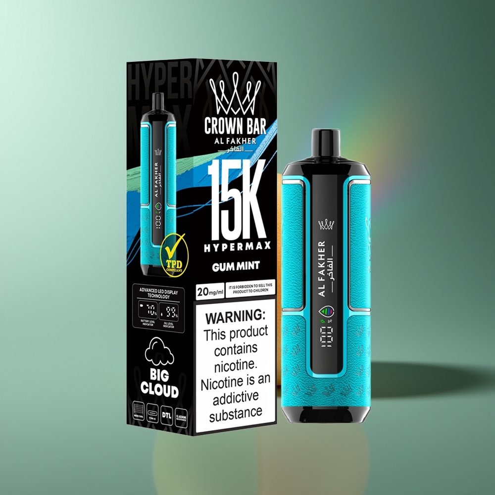 Wholesale Lithuania Al Fakher Crown Bar 15K 22ml 6mg/ml Sausų Mėtų Vienkartinės Elektroninės Cigaretės Kit