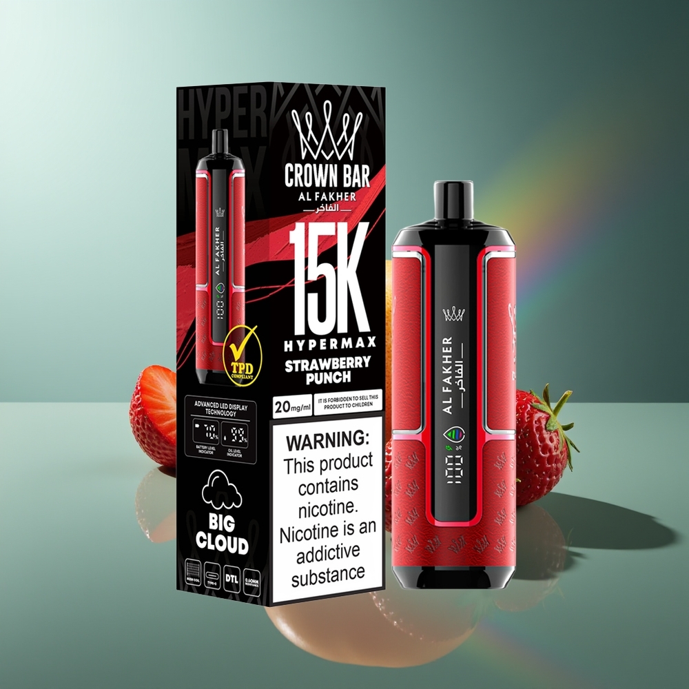 Wholesale Lithuania Al Fakher Crown Bar 15K Braškų Smūgis 22ml 600mAh