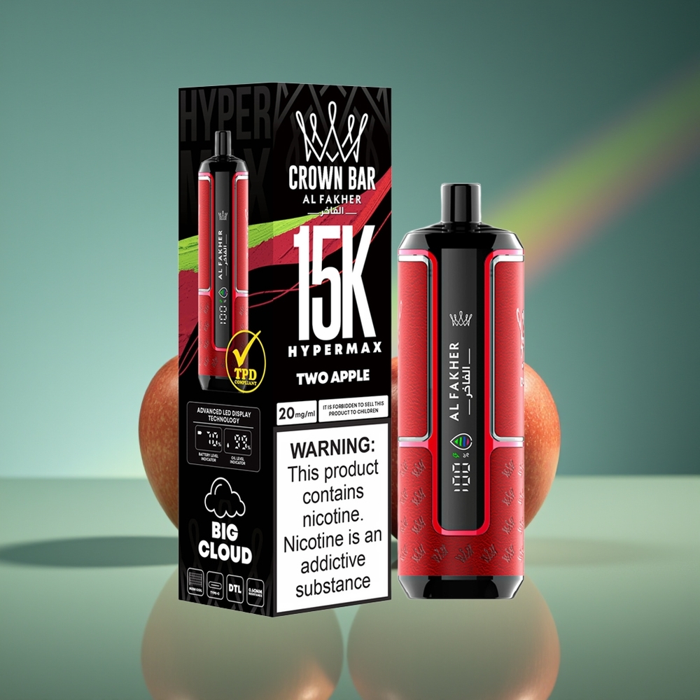 Wholesale Lithuania Al Fakher Crown Bar 15K Dvi Obuolys Hypermax Tipo C