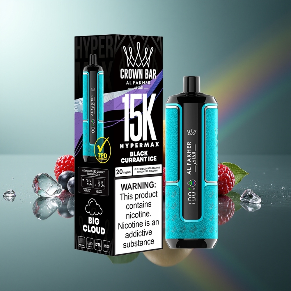 Wholesale Lithuania Al Fakher Crown Bar 15K Juodųjų serbentų ledas 22ml 600mAh