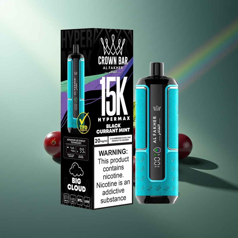 Wholesale Lithuania Al Fakher Crown Bar 15K Juoda Uoga Mėta Hypermax 600mAh 22ml