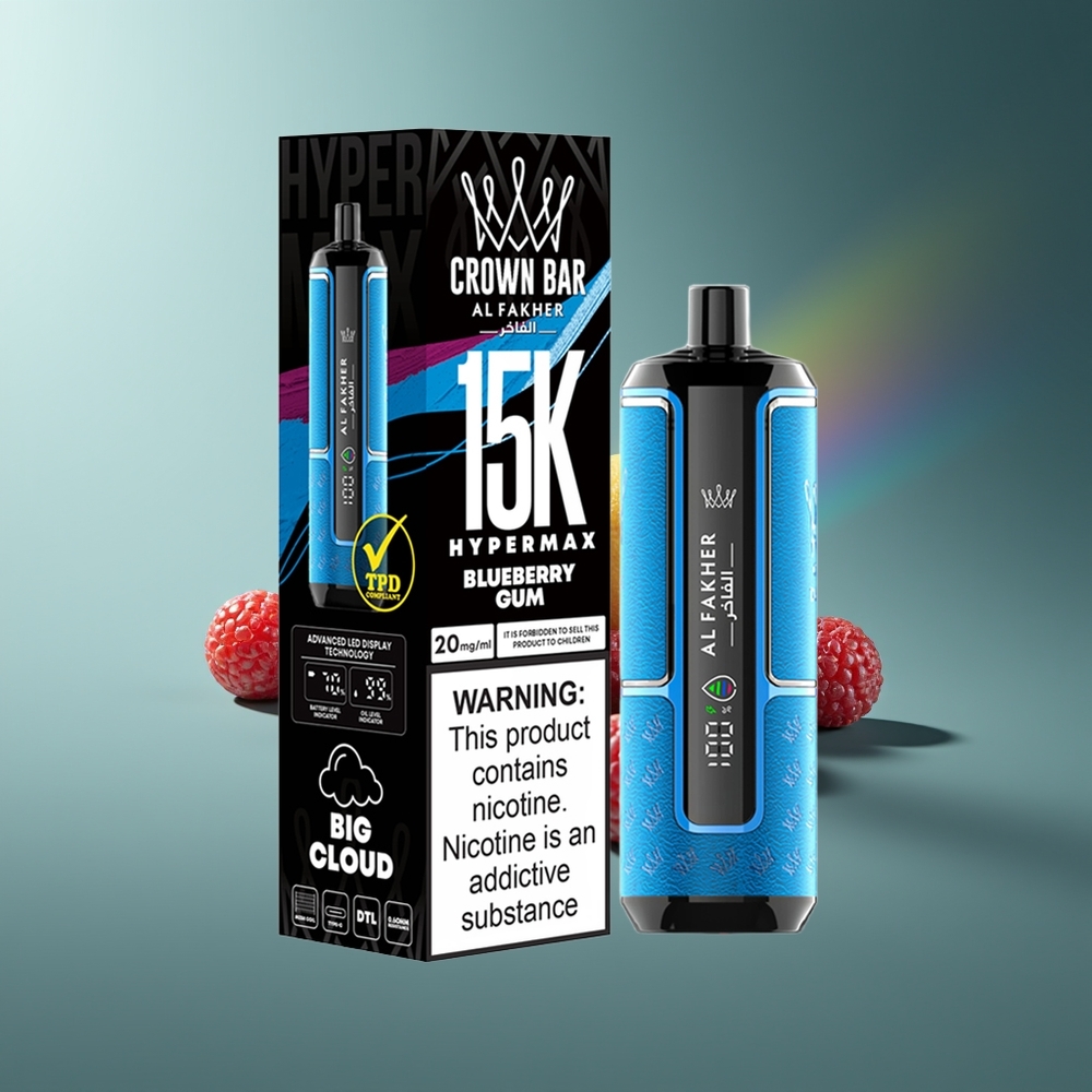 Wholesale Lithuania Al Fakher Crown Bar 15K Mėlynųjų Uogų Guma 22ml Type-C