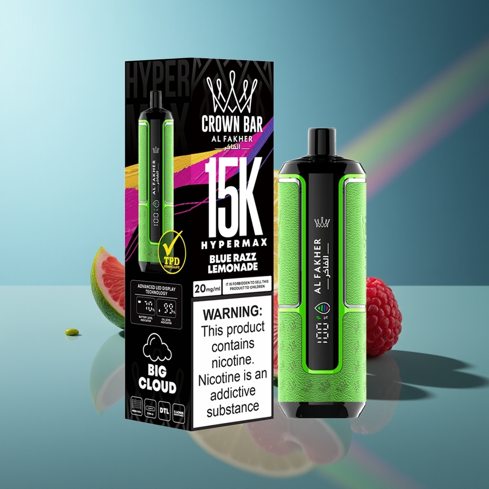 Wholesale Lithuania Al Fakher Crown Bar 15K Mėlynasis Avietinis Citrinų Gėrimas 600mAh 22ml