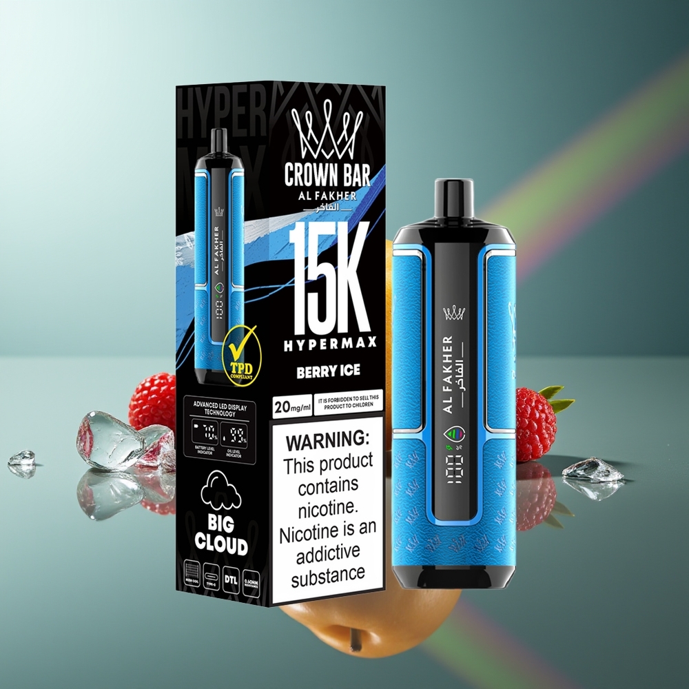 Wholesale Lithuania Al Fakher Crown Bar 15K Uogienės Ledas 22ml 600mAh