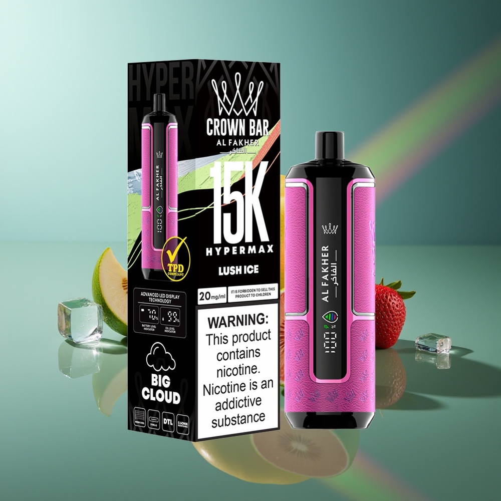 Wholesale Lithuania Al Fakher Crown Bar 15K Žalias Ledas 22ml 600mAh