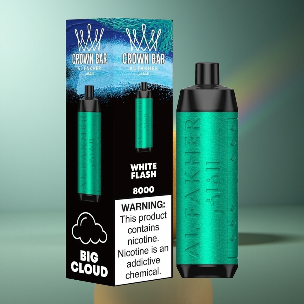 Wholesale Lithuania Al Fakher Crown Bar 8000 Baltasis Žybsnis Vienkartinės Elektroninės Cigaretės 5mg Nikotino 18ml Skystis