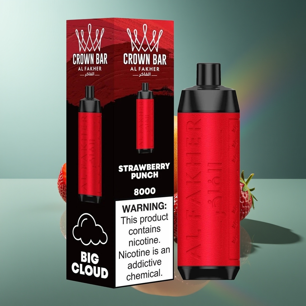 Wholesale Lithuania Al Fakher Crown Bar 8000 Braškų Punch 18ml USB Type-c