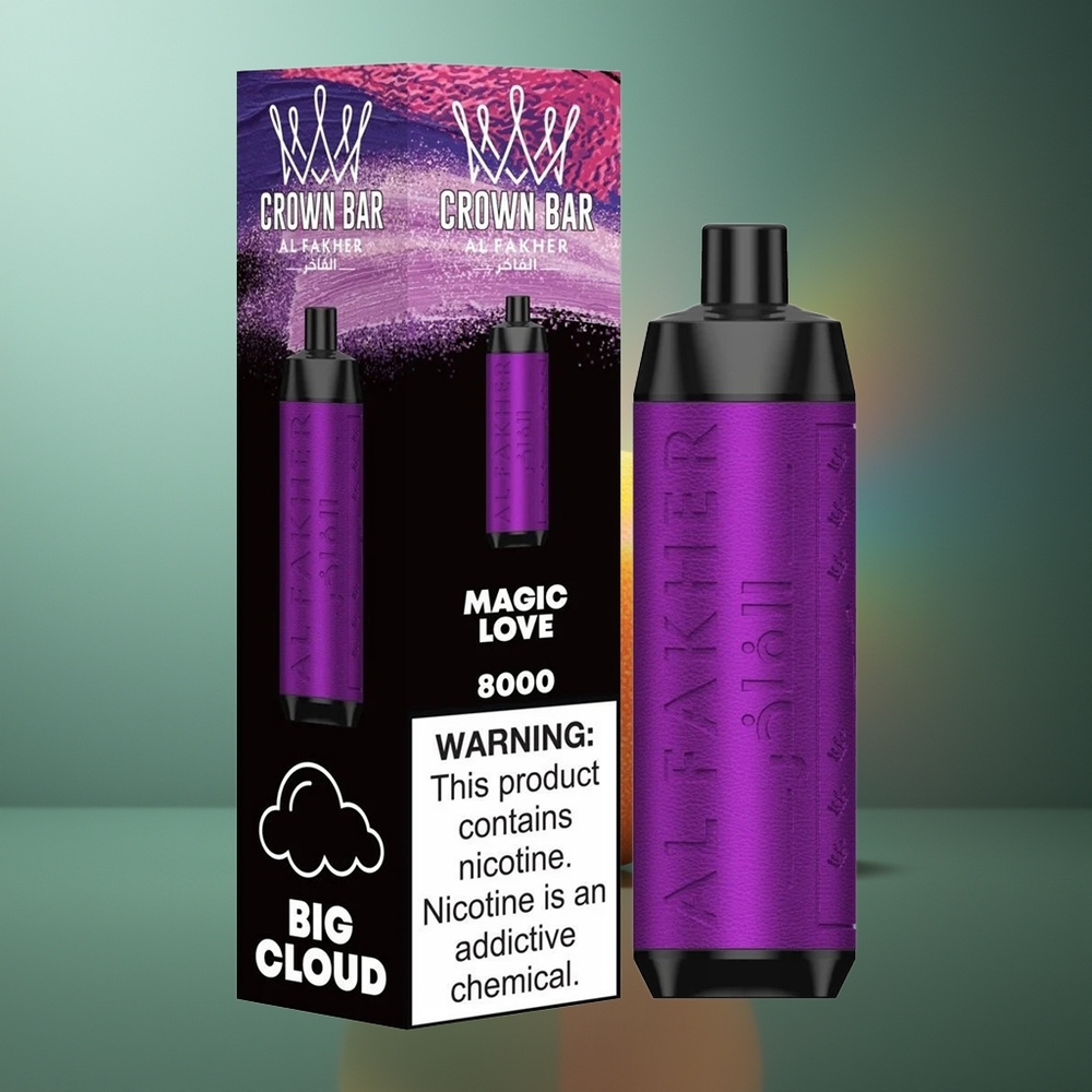 Wholesale Lithuania Al Fakher Crown Bar 8000 Kristalinis Vienkartinis Garas Magiška Meilė USB Type-C 18ml