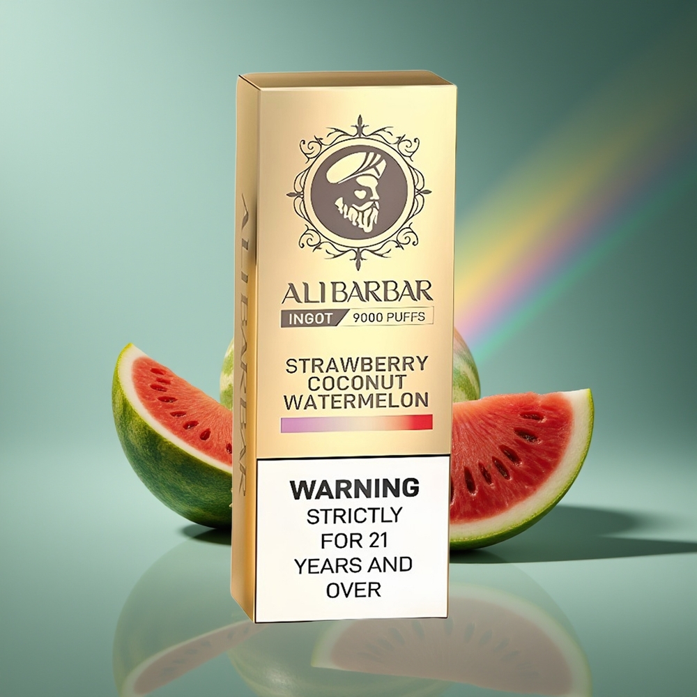 Wholesale Lithuania Alibarbar Ingot 9000 Puffs Braškės Kokoso Arbūzas LED Display 2350mAh