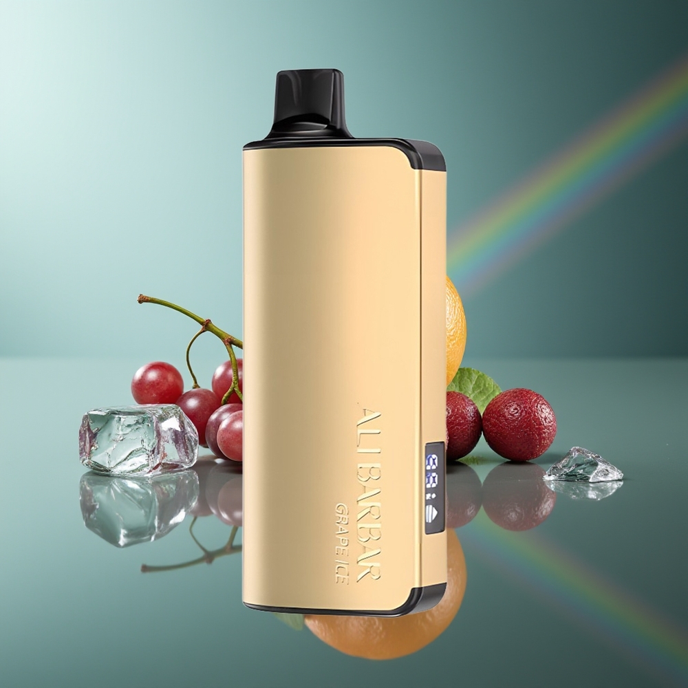 Wholesale Lithuania Alibarbar Ingot 9000 Puffs Vienkartinės Elektroninės Cigaretės Vynuogių Ledas 22ml LED Display