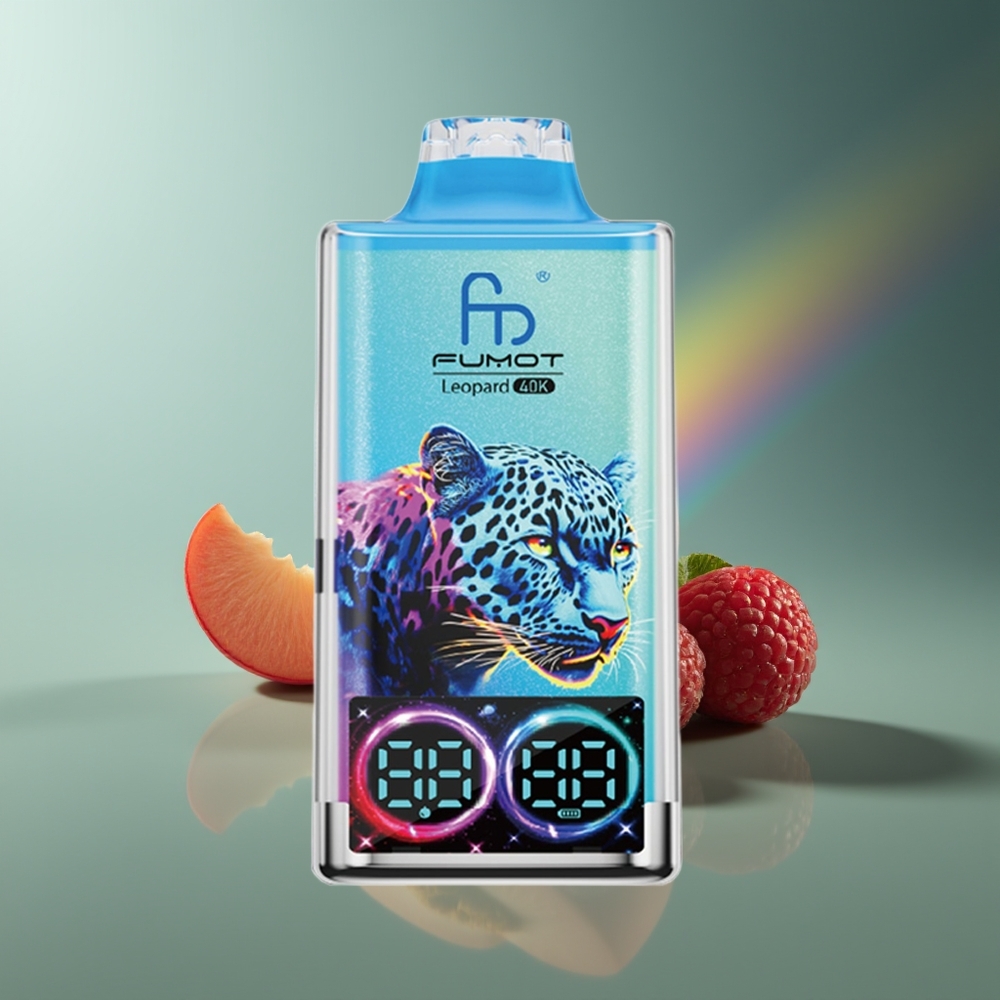Wholesale Lithuania Fumot Leopard 40000 Pufų Persikų Uogų Vienkartinės Elektroninės Cigaretės 5% Nicotine Dual Mesh