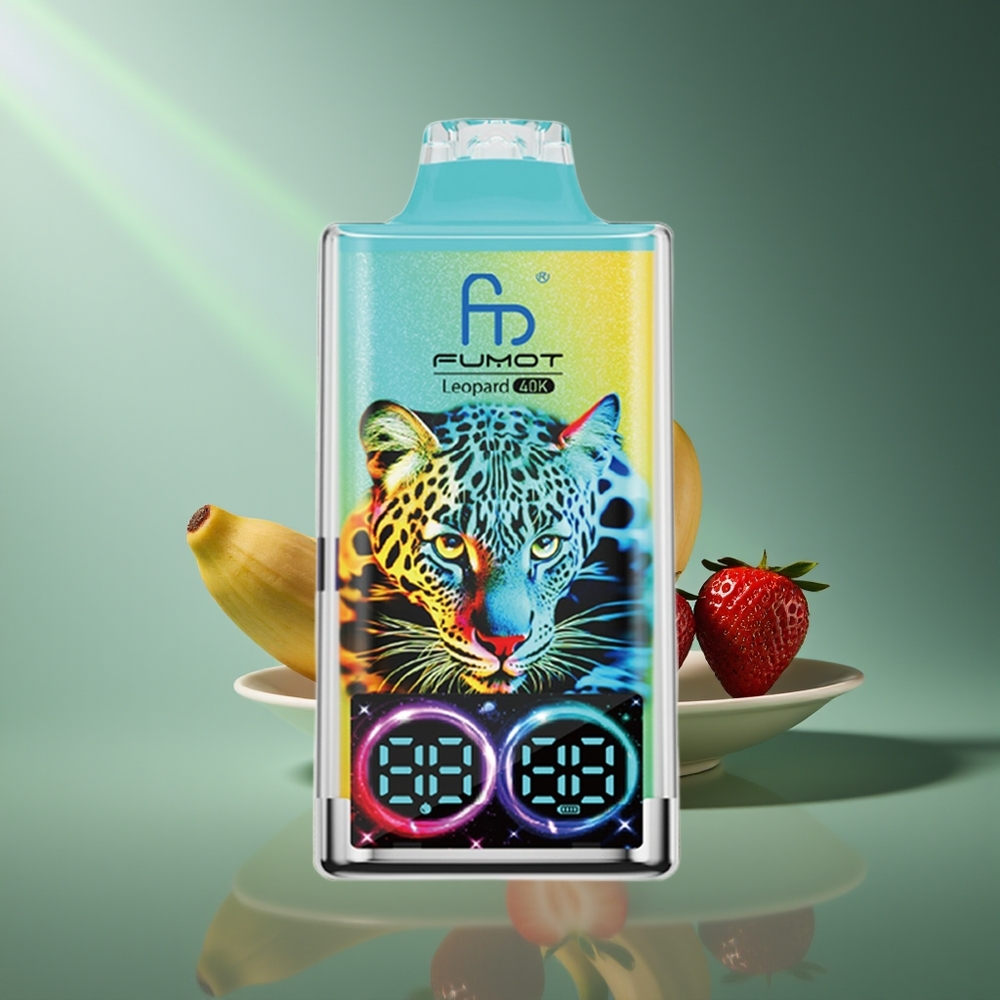 Wholesale Lithuania Fumot Leopard 40000 Puffs Braškės Bananas 5% Nicotine Digital Tube