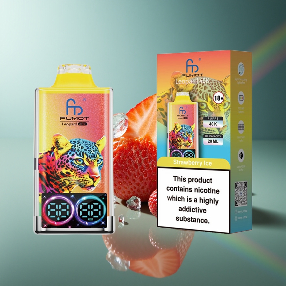 Wholesale Lithuania Fumot Leopard 40000 Puffs Braškės Ledas Vienkartinės Elektroninės Cigaretės 5% Nicotine Dual Mesh