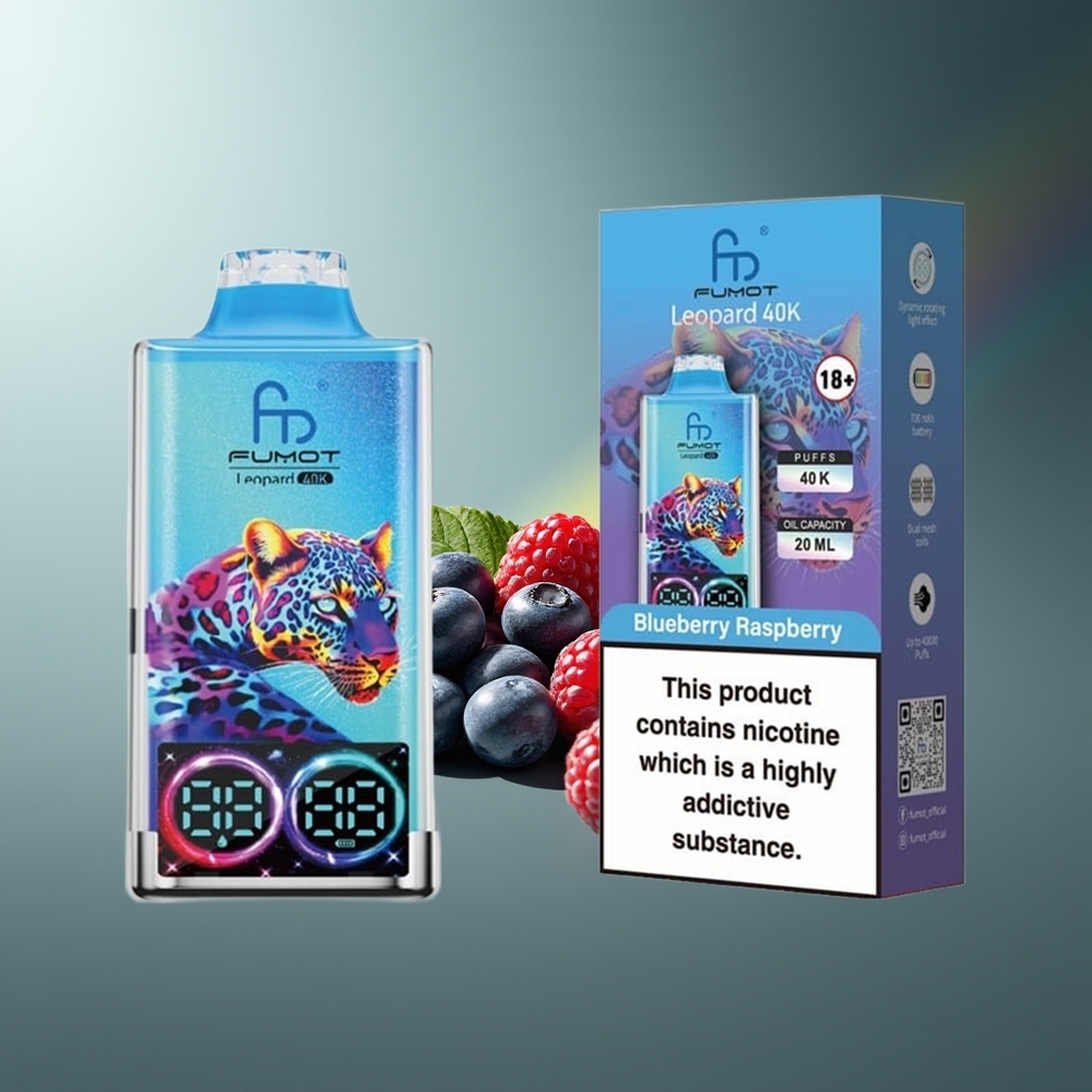 Wholesale Lithuania Fumot Leopard 40K Pūsų Vienkartinės Elektroninės Cigaretės Mėlynųjų Aviečių Avietė 5% Nicotine Dual Mesh