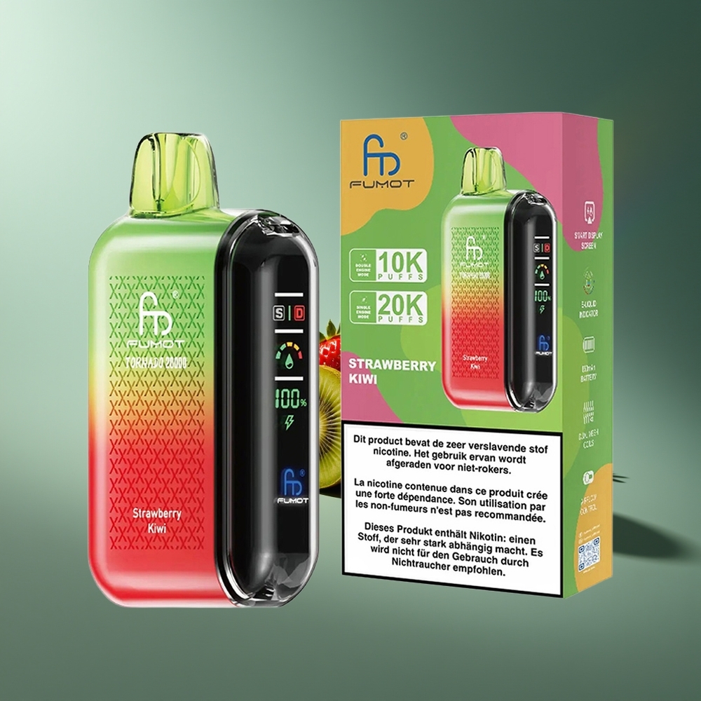 Wholesale Lithuania Fumot Tornado 20000 Pufų Braškių-Kiwi Dviguba Tinklelinė Apvija 20ml