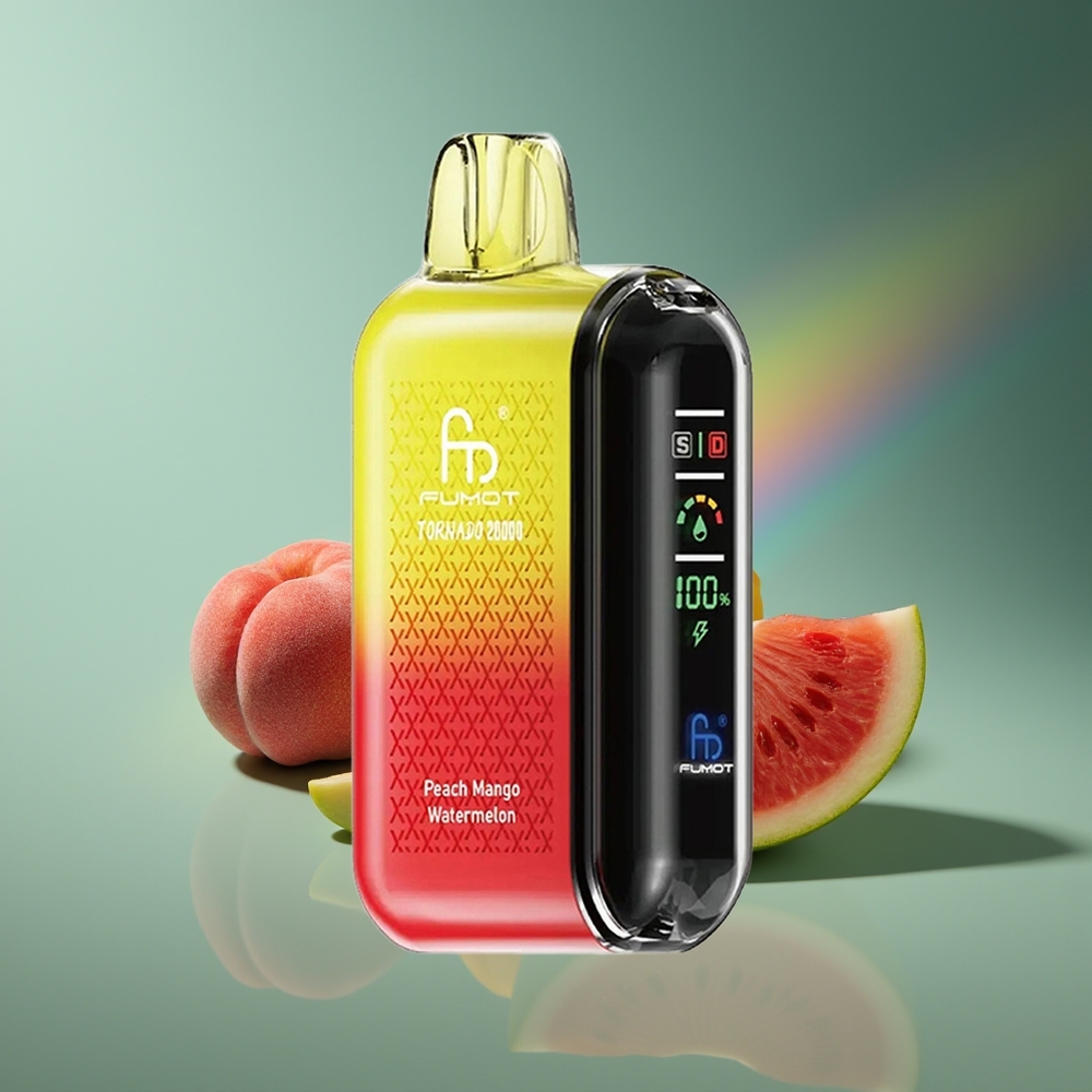 Wholesale Lithuania Fumot Tornado 20000 Pufų Persikas Mango Arbūzas Dual Mesh Coil Smart Display