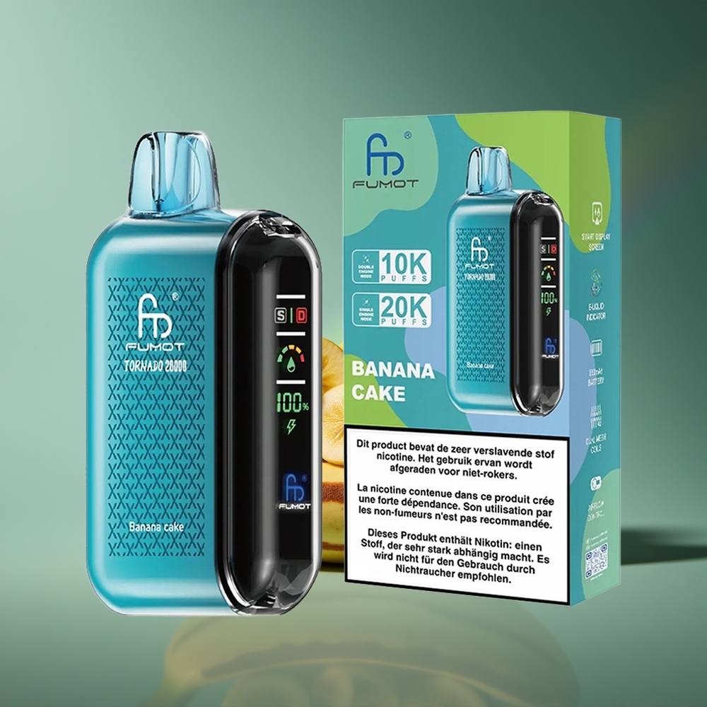 Wholesale Lithuania Fumot Tornado 20000 Puffs Bananinė Tortas Dual Mesh Smart Display