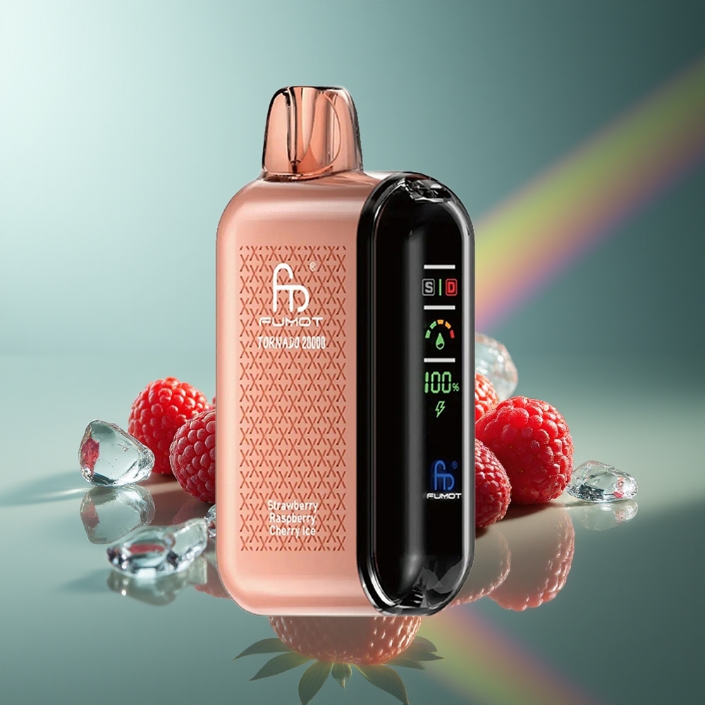 Wholesale Lithuania Fumot Tornado 20000 Puffs Braškė Avietė Vyšnia Ledas Dual Mesh Coil Smart Display