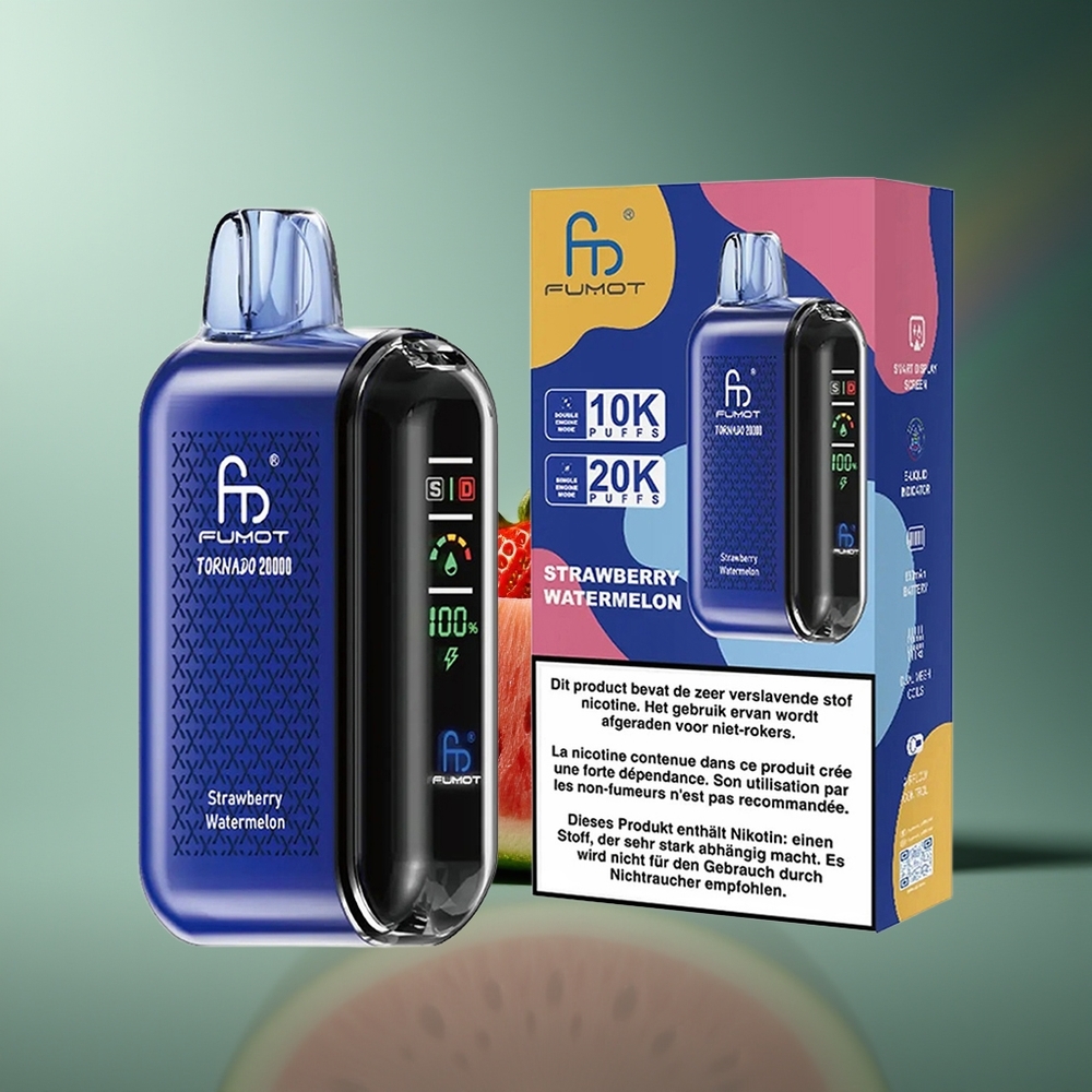 Wholesale Lithuania Fumot Tornado 20000 Puffs Braškės Arbūzas 20ml Dual Mesh Coil