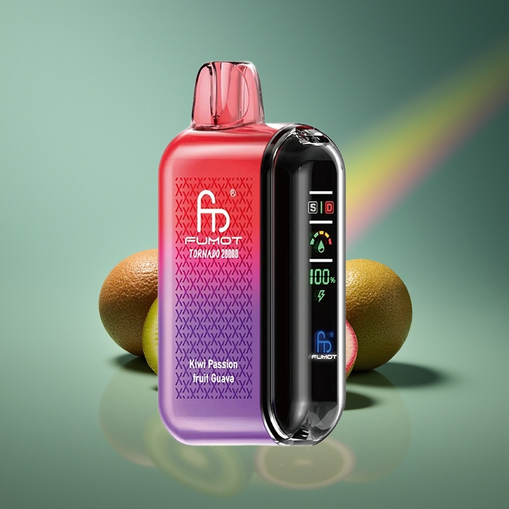 Wholesale Lithuania Fumot Tornado 20000 Puffs Kiwi Pasiflora Gvajava Dual Mesh Coil Smart Display