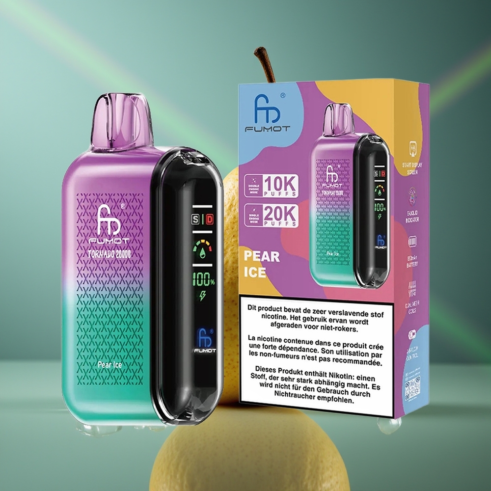 Wholesale Lithuania Fumot Tornado 20000 Puffs Kriaušės Ledas Smart Display Airflow Control