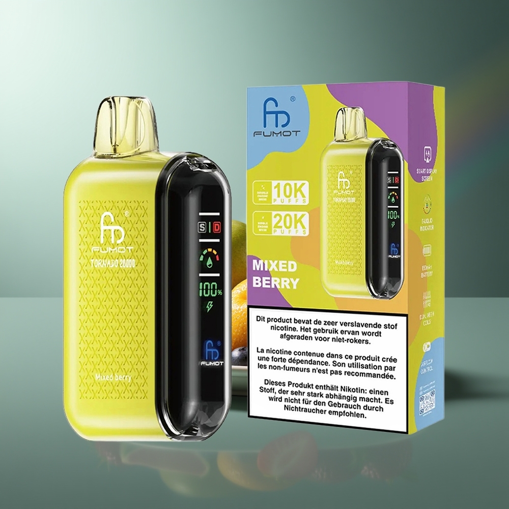 Wholesale Lithuania Fumot Tornado 20000 Puffs Mišrios Uogos Dual Mesh Coil Smart Display