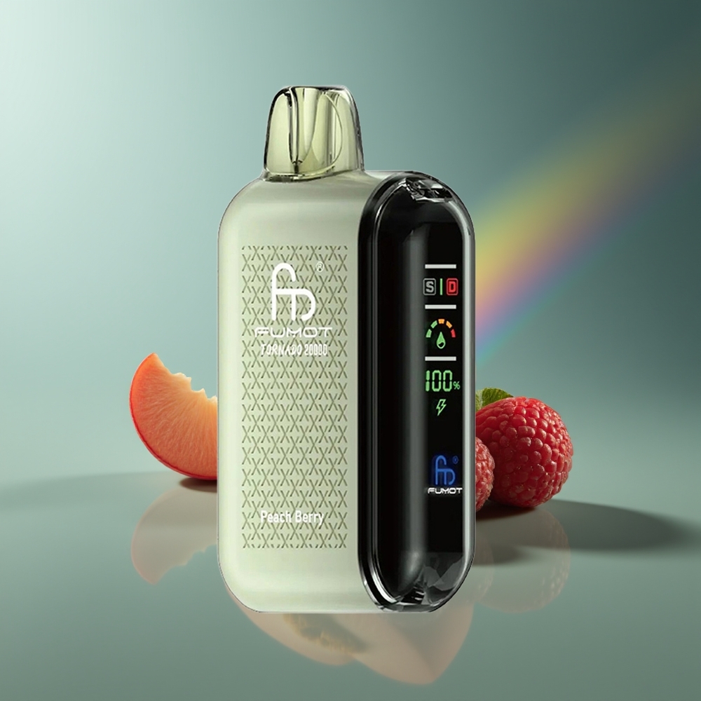 Wholesale Lithuania Fumot Tornado 20000 Puffs Persikų Uogų Dual Mesh Coil Smart Display
