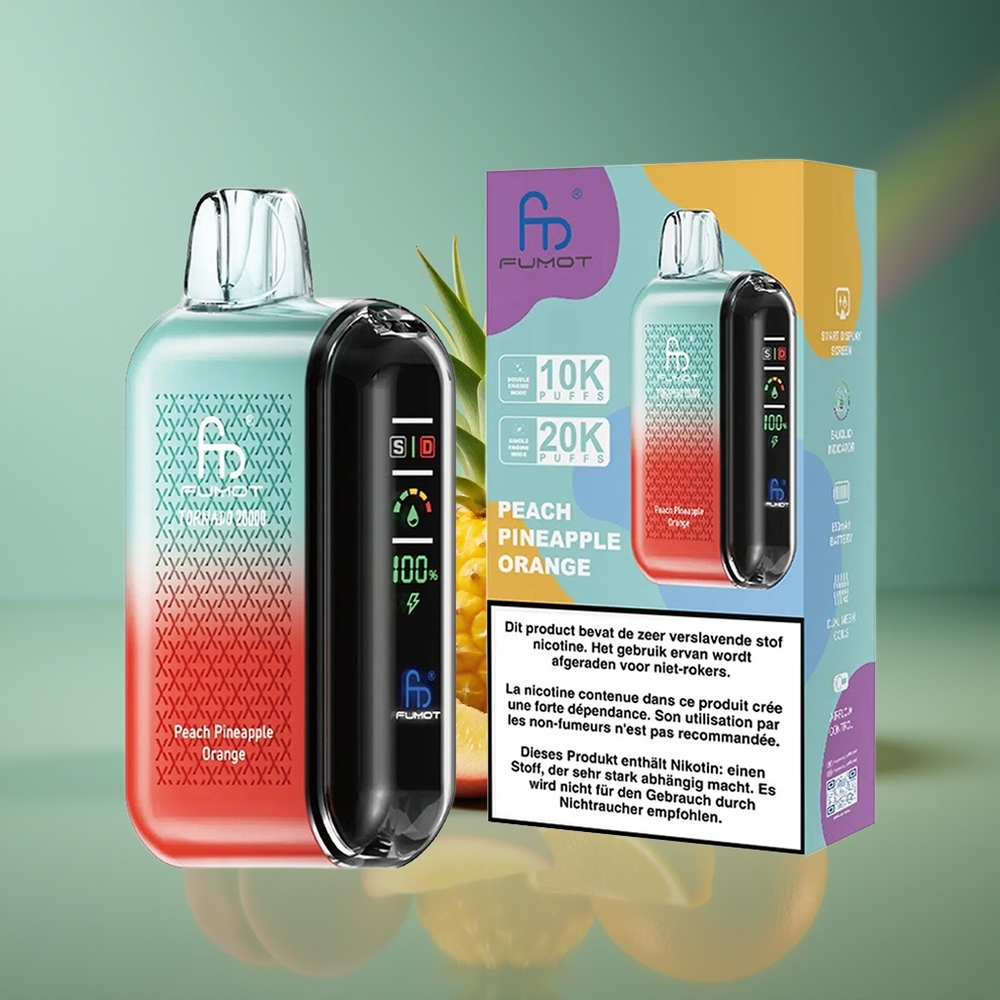 Wholesale Lithuania Fumot Tornado 20000 Puffs Persikas Ananasas Apelsinas 20ml 850mAh