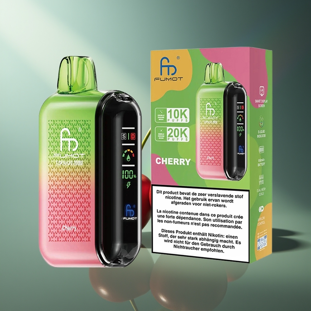 Wholesale Lithuania Fumot Tornado 20000 Puffs Vyšnia 20ml Smart Display