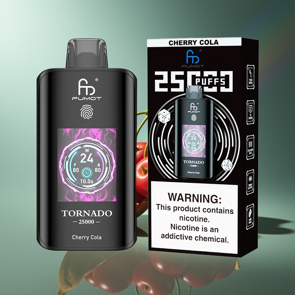 Wholesale Lithuania Fumot Tornado 25000 Pūsų Vyšnių Kola 20ml 700mAh