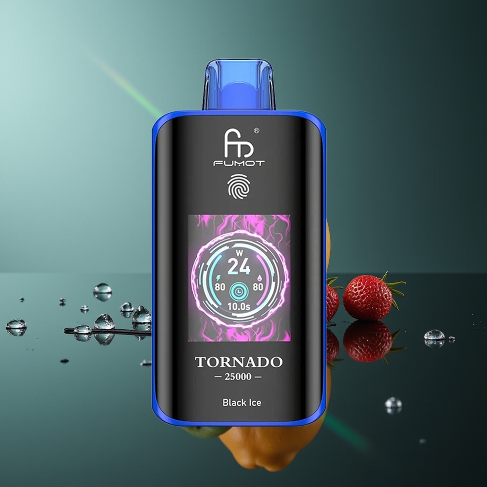 Wholesale Lithuania Fumot Tornado 25000 Puffs 20ml Juodasis Ledas 700mAh Rechargeable Battery Type-C Charging Port