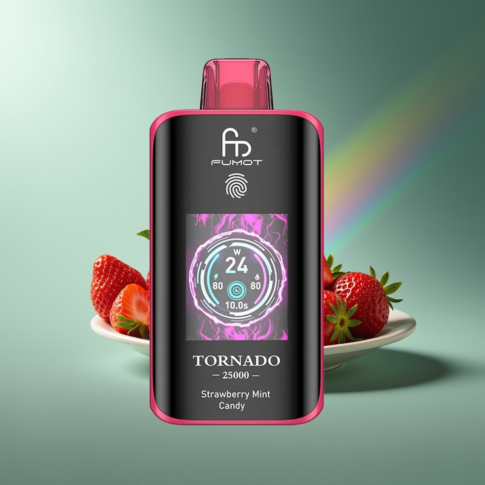 Wholesale Lithuania Fumot Tornado 25000 Puffs Braškės Mėtų Saldainiai 20ml 700mAh