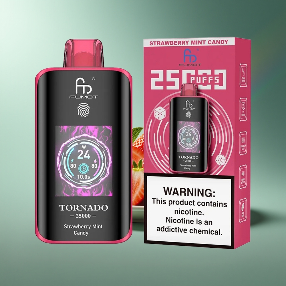 Wholesale Lithuania Fumot Tornado 25000 Puffs Braškės Mėtų Saldainiai 20ml 700mAh