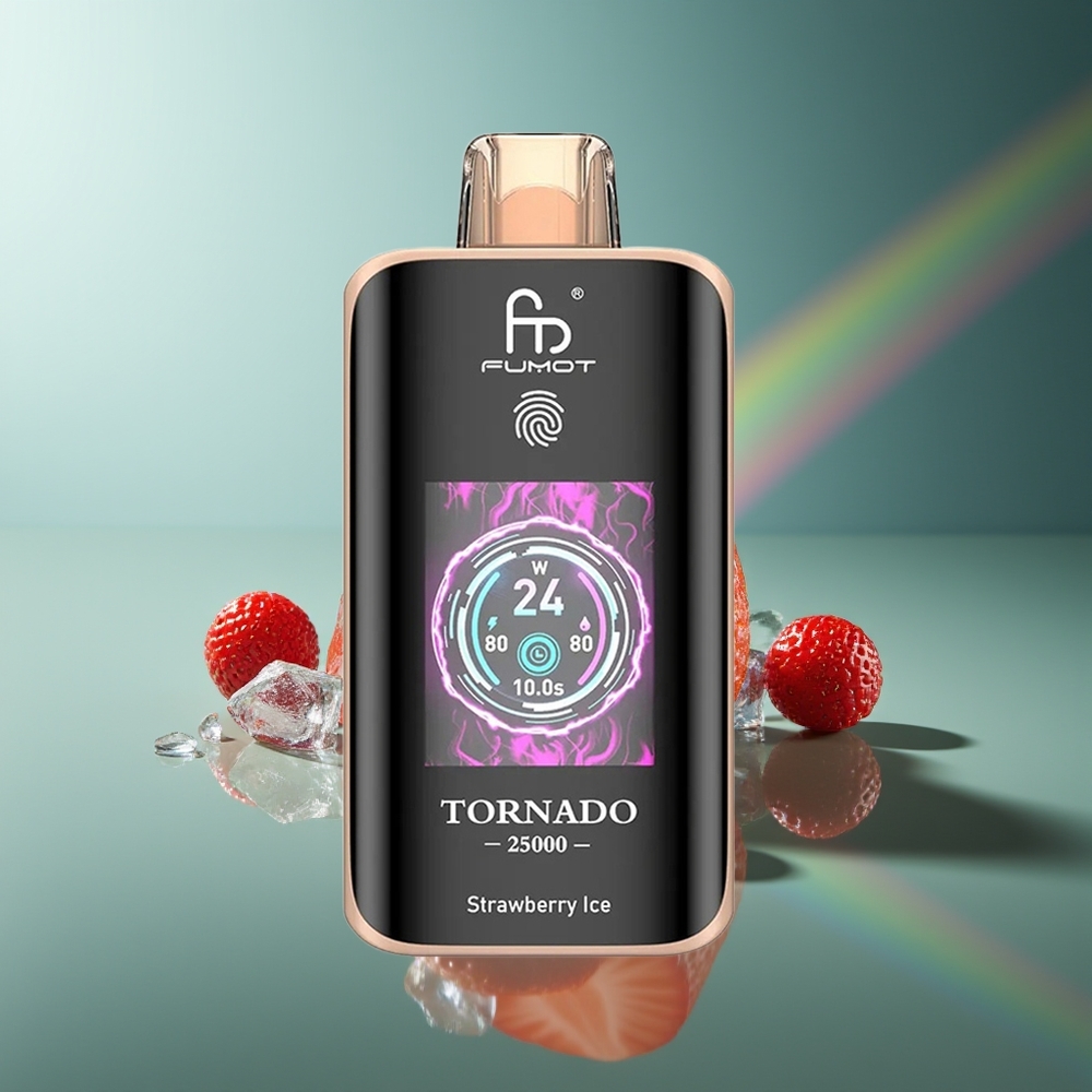 Wholesale Lithuania Fumot Tornado 25000 Puffs Braškių Ledas HD Screen Type-C