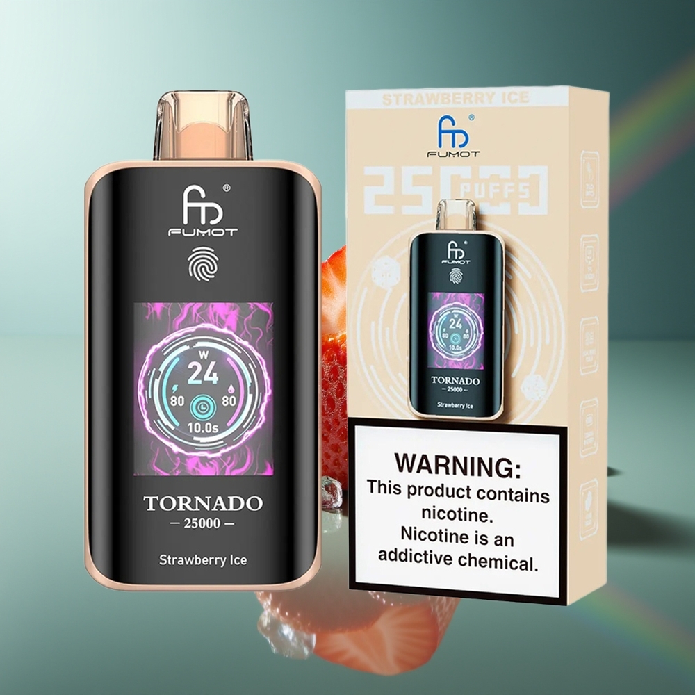 Wholesale Lithuania Fumot Tornado 25000 Puffs Braškių Ledas HD Screen Type-C
