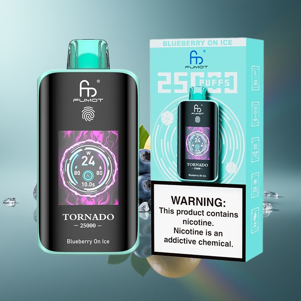 Wholesale Lithuania Fumot Tornado 25000 Puffs Mėlynės Su Ledu 20ml 700mAh