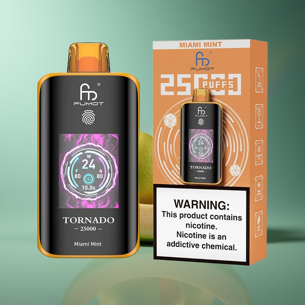 Wholesale Lithuania Fumot Tornado 25000 Puffs Majų Mėta 20ml 700mAh