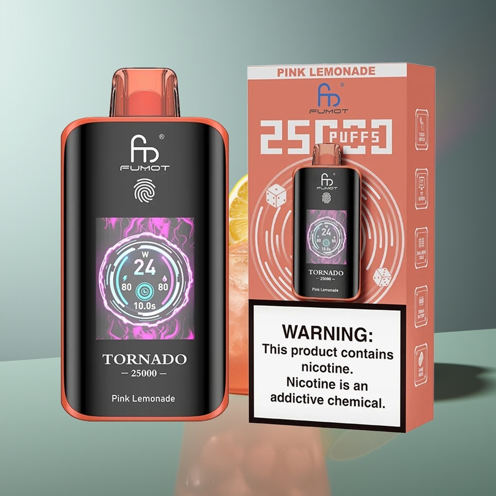Wholesale Lithuania Fumot Tornado 25000 Puffs Rožinis Citrinų Limonadas 20ml 700mAh
