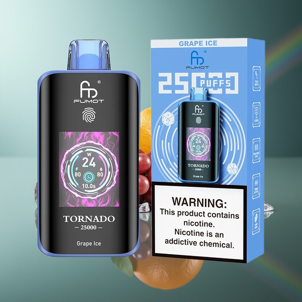 Wholesale Lithuania Fumot Tornado 25000 Puffs Vynuogių Ledas 20ml 700mAh