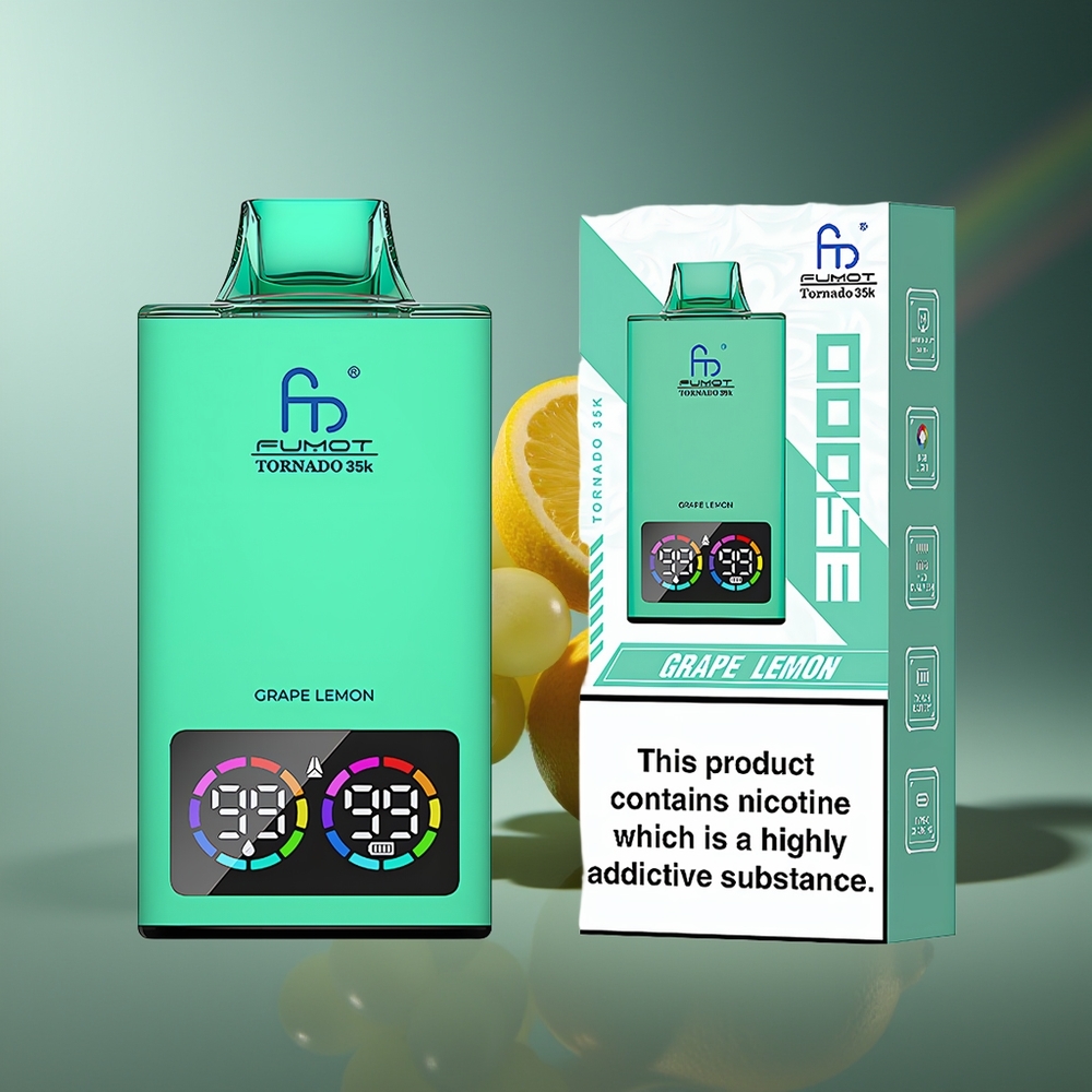 Wholesale Lithuania Fumot Tornado 35000 Vynuogės Citrina Vienkartinės Elektroninės Cigaretės Dual Mesh Coil USB-C