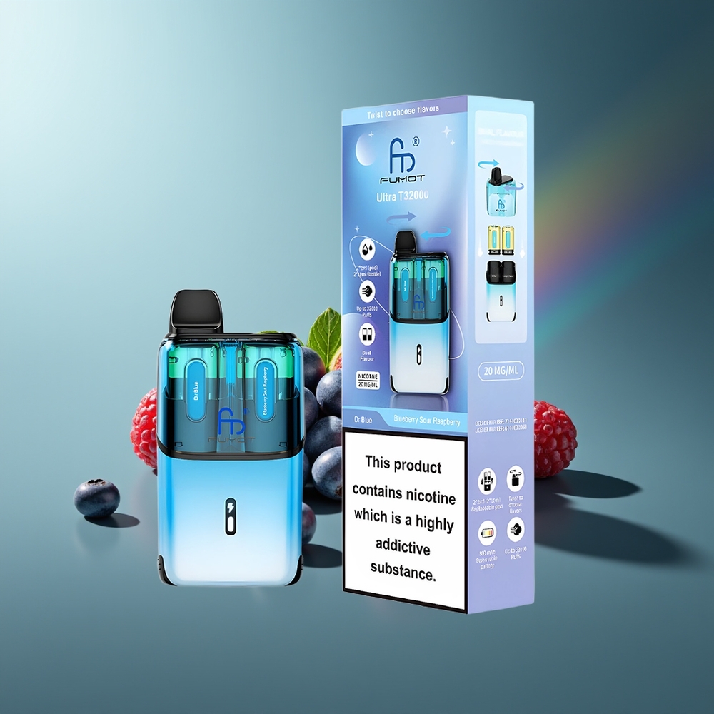 Wholesale Lithuania Fumot Ultra T32000 32000 Pūkų 24ml Mėlynasis Dr Blue - Mėlynės Rūgščios Avietės