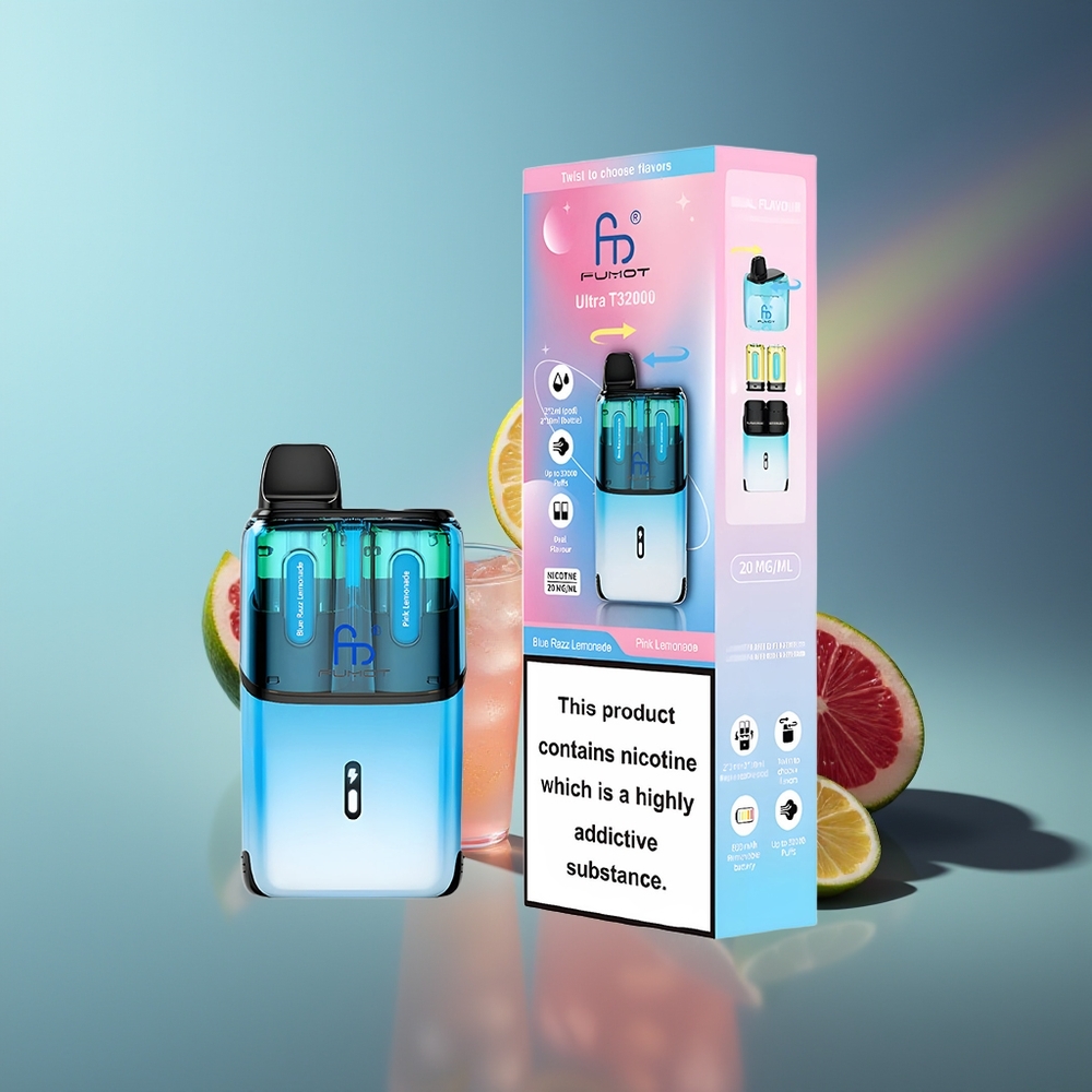 Wholesale Lithuania Fumot Ultra T32000 Mėlynų Aviečių Citrinų Gira - Rožinė Citrinų Gira 24ml 800mAh