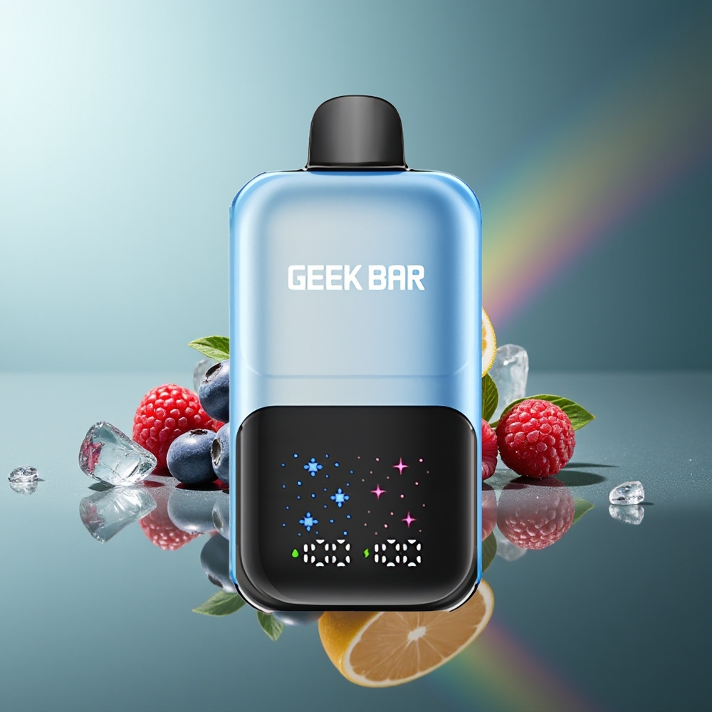 Wholesale Lithuania GEEK BAR 2GO 50000 Puffs Mėlynųjų Uogų Aviečių Ledas Interaktyvus Didelis Ekranas Dviguba Talpa