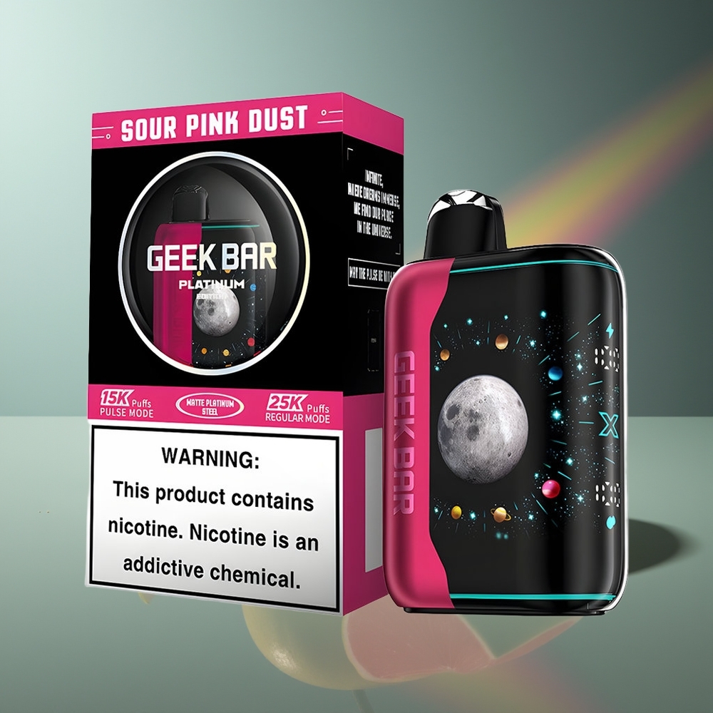 Wholesale Lithuania GEEK BAR Platinum Edition 25000 Pūsų Rūgščiai Rožinis Dulkės 20mL 2% Nikotino