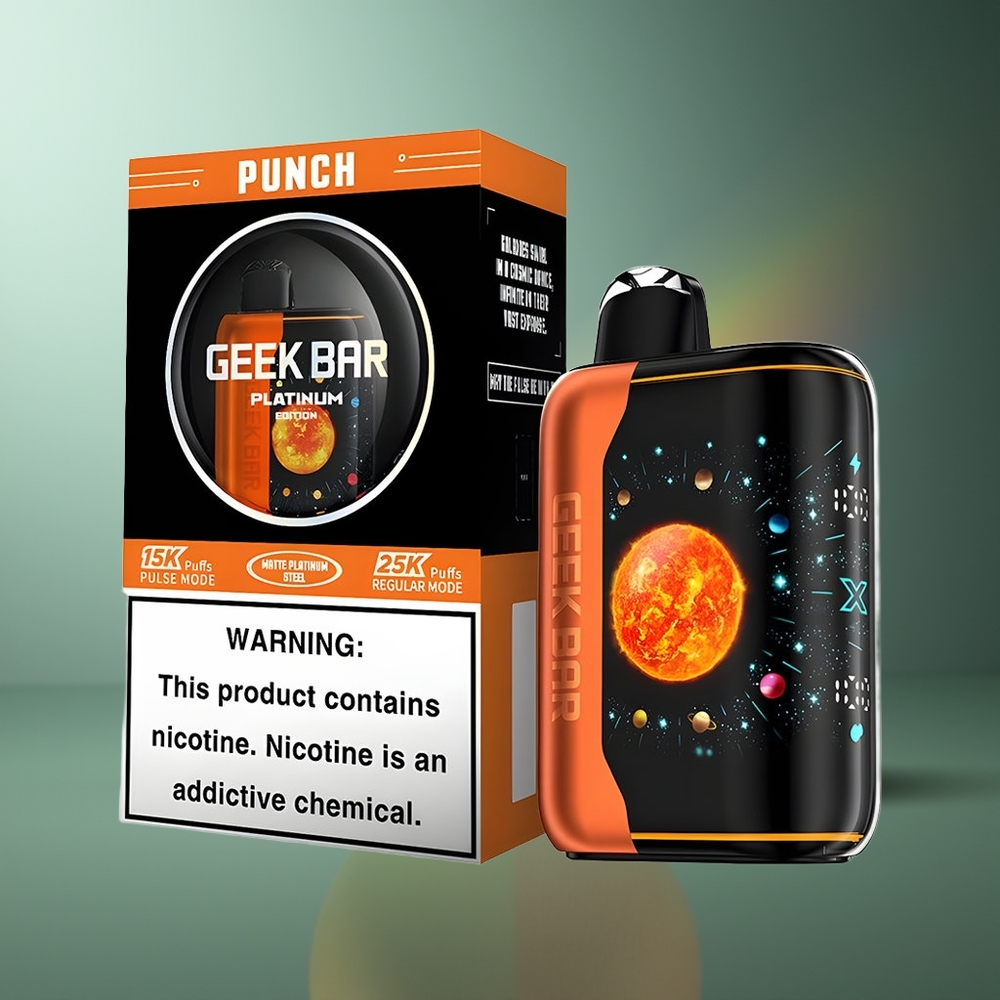 Wholesale Lithuania GEEK BAR Platinum Edition 25000 Punch Vienkartinės Elektroninės Cigaretės Premium Matte Platinum Steel Finish 20mL E-Liquid