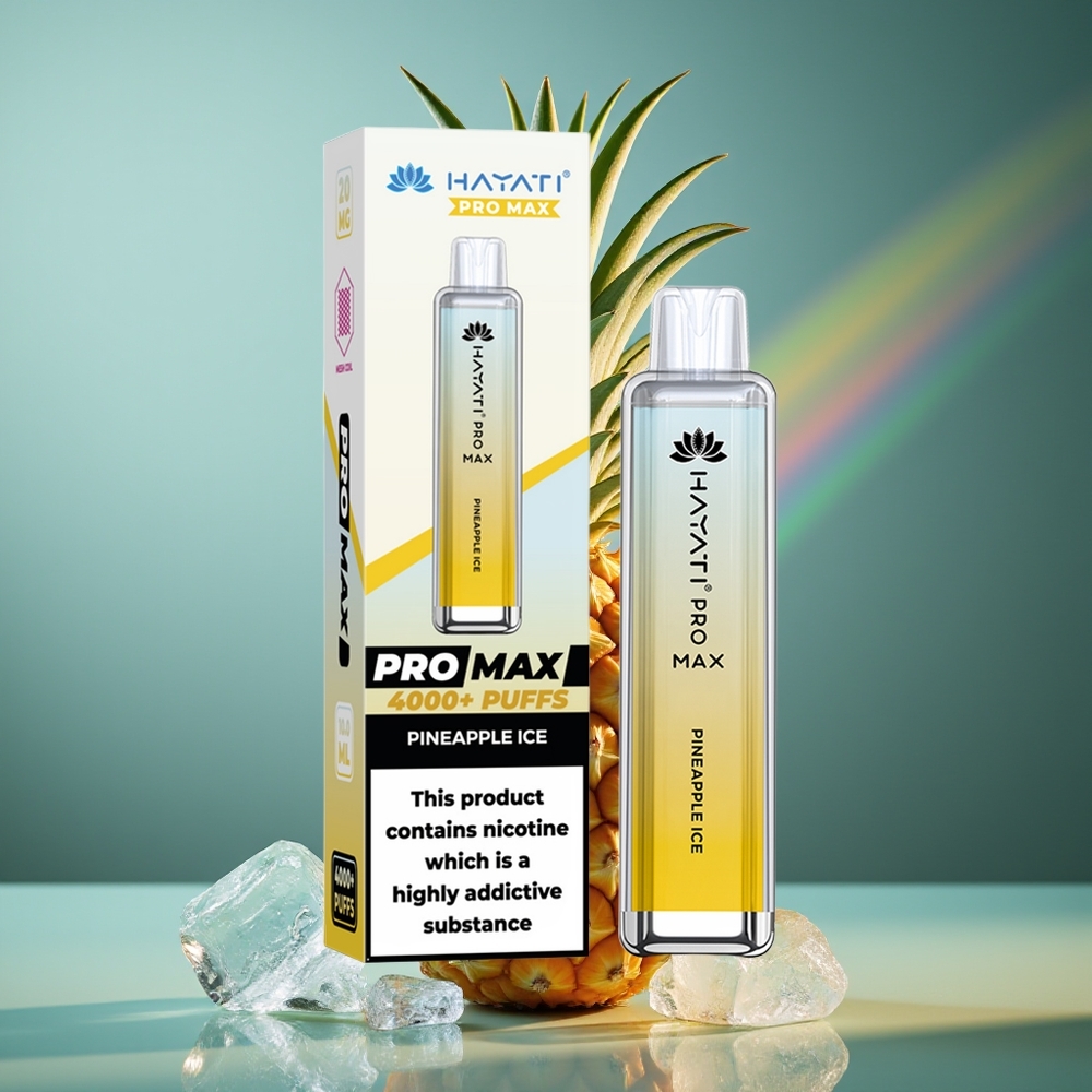 Wholesale Lithuania Hayati Pro Max 4000 Pūsų Vienkartinės Elektroninės Cigaretės Ananasų Ledas 5% 1400mAh