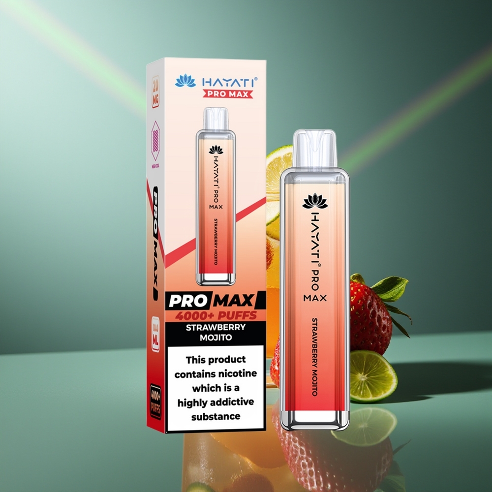 Wholesale Lithuania Hayati Pro Max 4000 Pūsų Vienkartinės Elektroninės Cigaretės Braškė Mojito 5% Nikotino 1400mAh