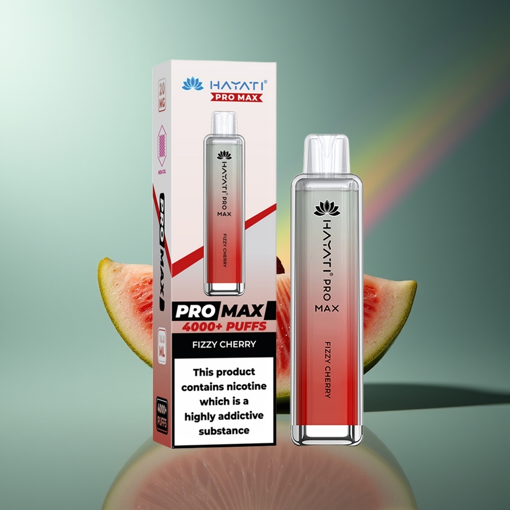 Wholesale Lithuania Hayati Pro Max 4000 Pūsų Vienkartinės Elektroninės Cigaretės Fizinis Vyšninis 2% Nikotino 1400mAh