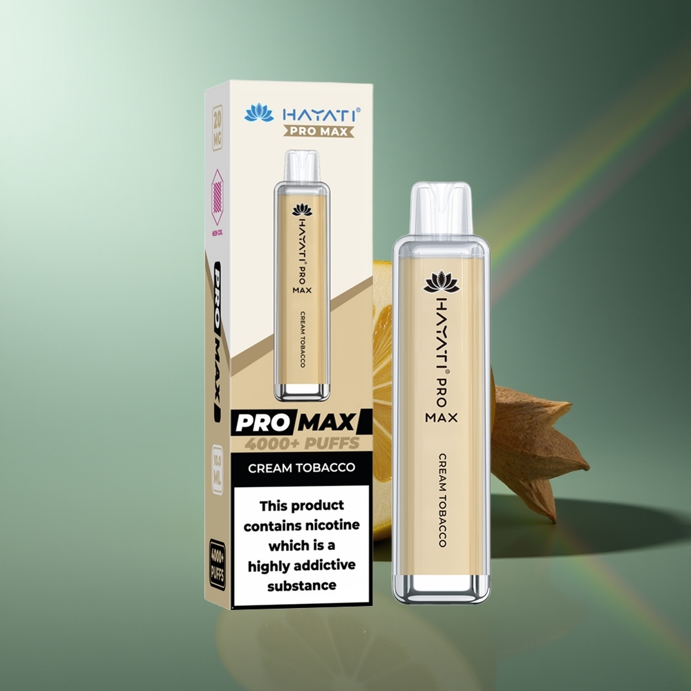 Wholesale Lithuania Hayati Pro Max 4000 Pūsų Vienkartinės Elektroninės Cigaretės Krišminis Tobako Kramas 5% Nikotino 1400mAh