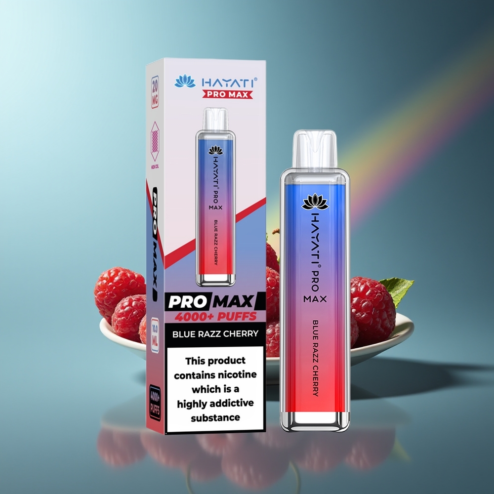 Wholesale Lithuania Hayati Pro Max 4000 Pūsų Vienkartinės Elektroninės Cigaretės Mėlynųjų Serbentų Vyšnių 5% Nikotino 1400mAh